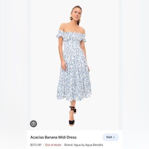 ISO Agua by Agua Bendita Banana off-the-shoulder Midi Dress in Acacias